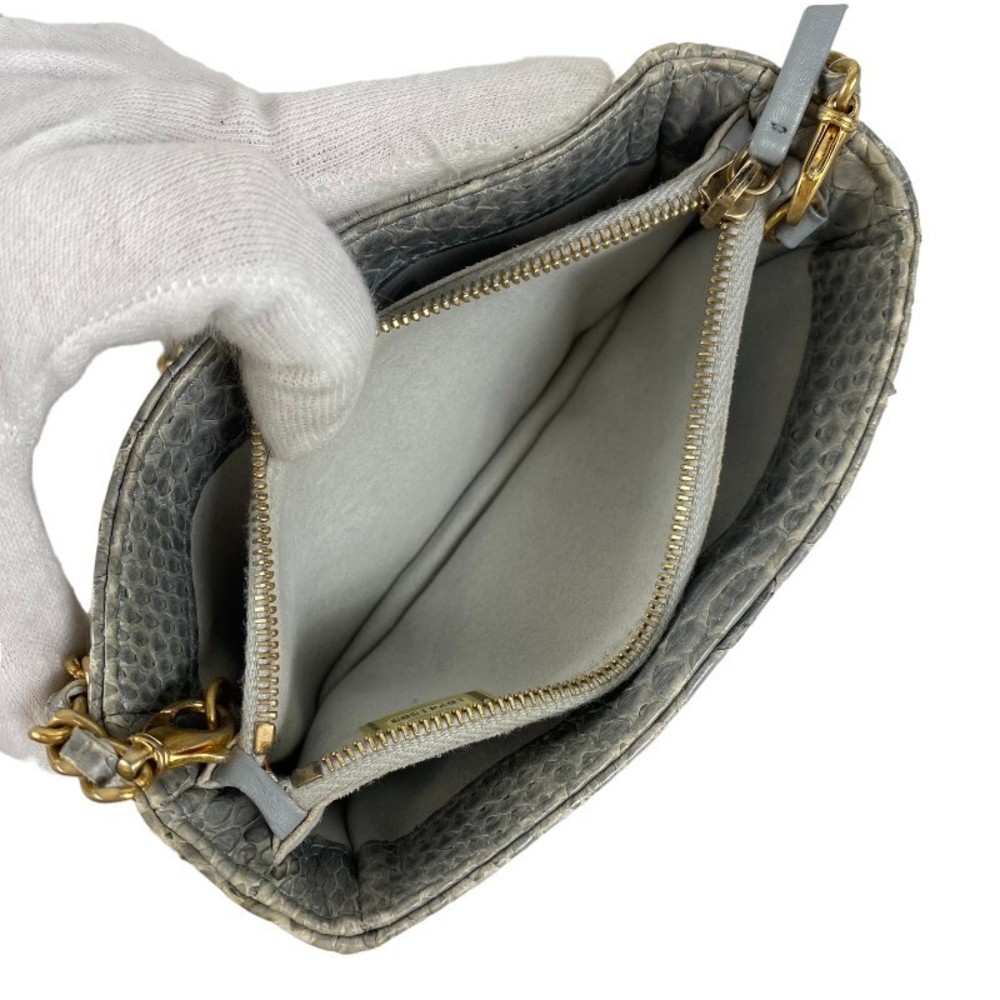 Chanel Chain Pochett Black Python Shoulder Bag - image 7